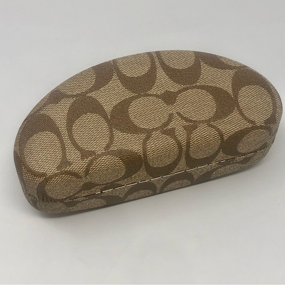 Coach Sunglasses Glasses Clamshell Case Tan Brown Signature Logo Print - Picture 3 of 5